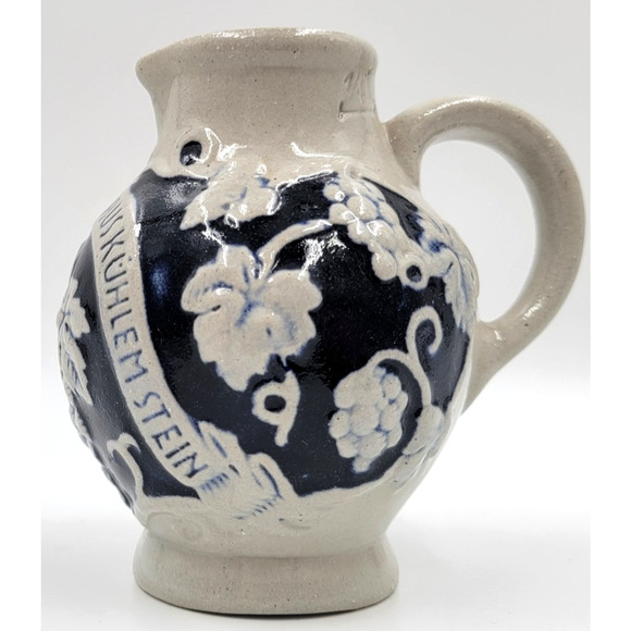 Marzi & Remy German Pottery Pitcher 4 3/8" Jug Blue Gray Grapes Wine Lot of 2 - Picture 4 of 8